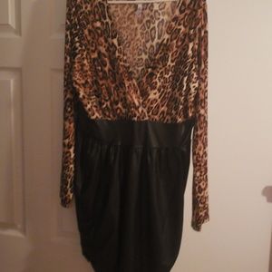 Gorgeous leopard and black mini dress